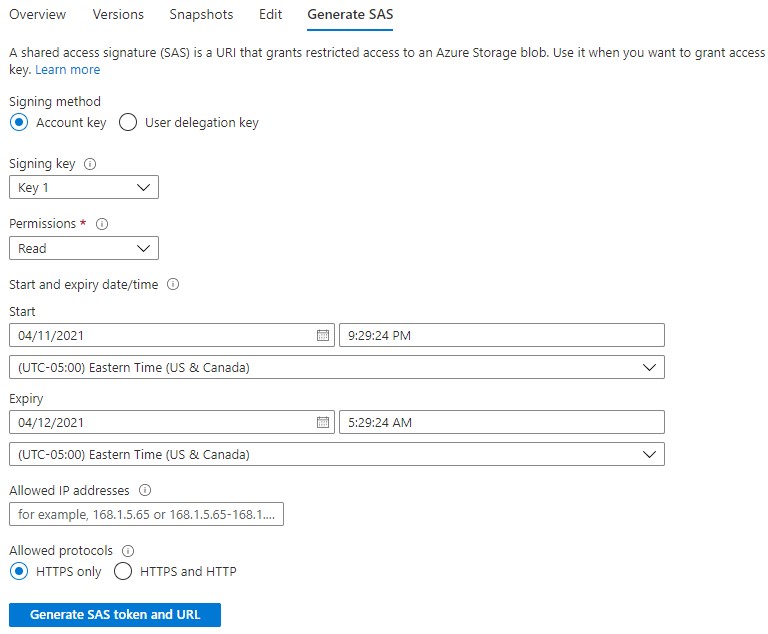 Generate SAS Token